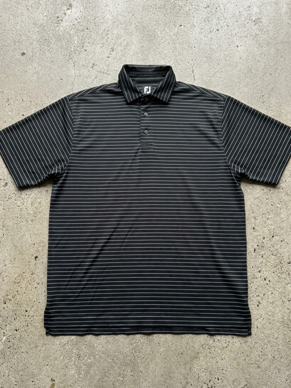 FootJoy Golf Black Polo with Thin White Stripes Size XL